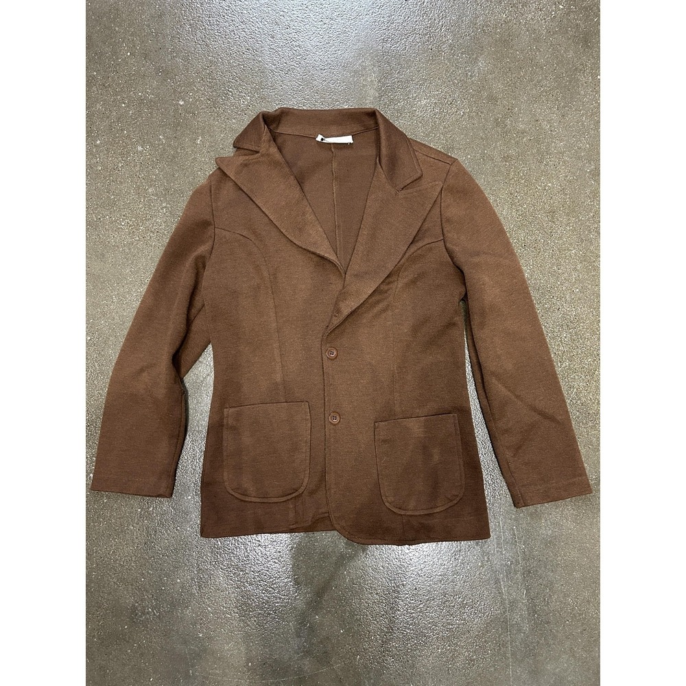 Vintage Queen Casuals Blazer Jacket Womens Small Brown Knit Single Breasted‎